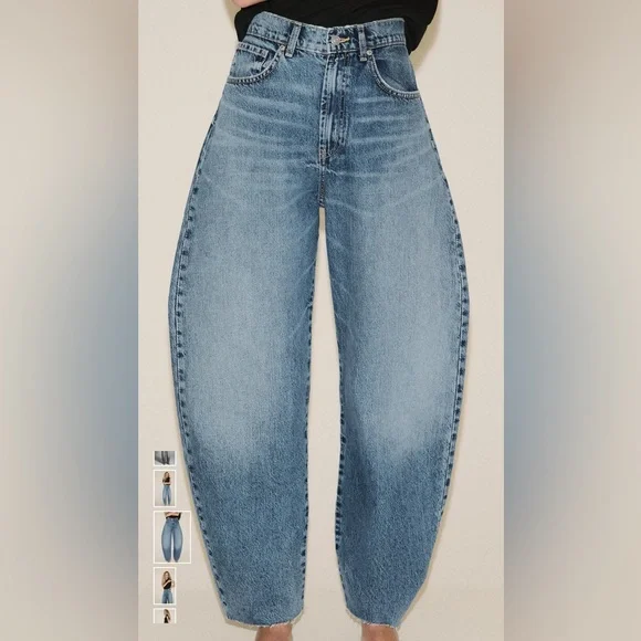 Zara High Waist Barrel Jeans - Picture 4 of 7